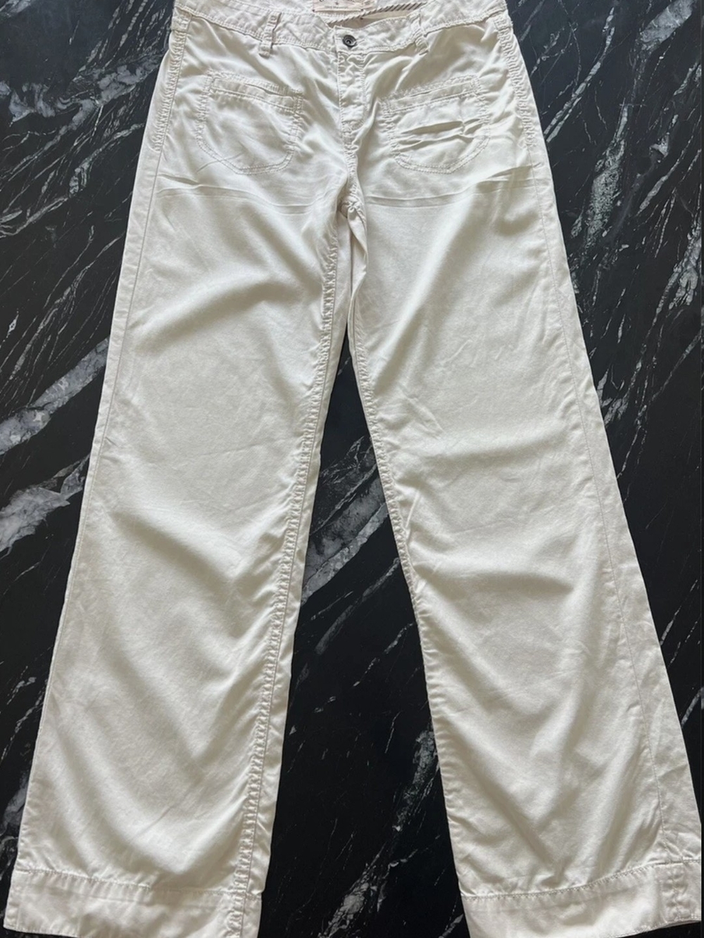 Converse John Varvatos Women Beige Wide Leg Pants, Cotton 
